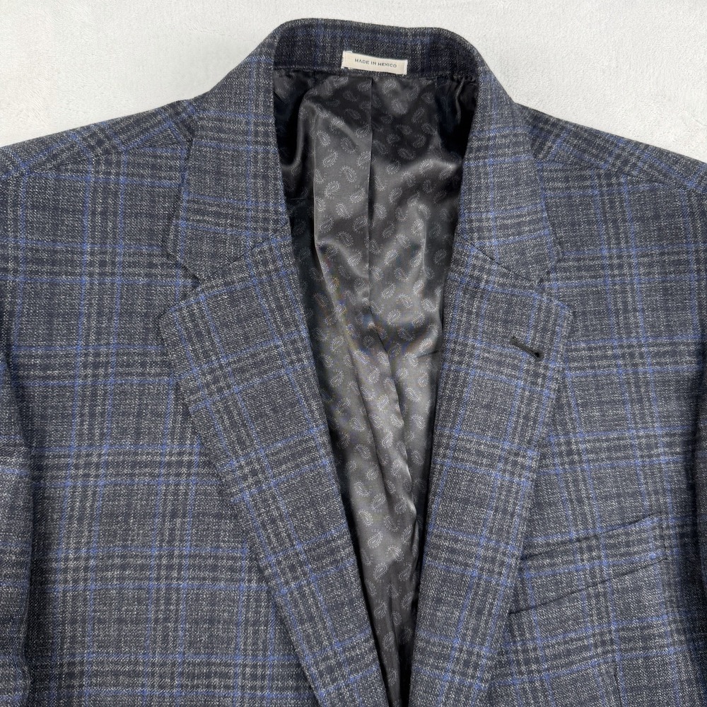 Joseph Abboud Blazer Mens 42R Plaid Reda 1865 Houston Soft Black Blue Gray Plaid